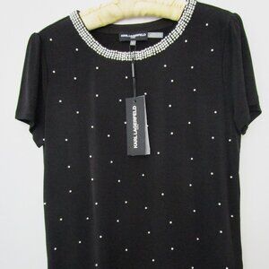 Black Knit Top Chanel Paris with Pearl Trim